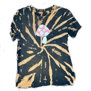 Mushroom up cycle tee shirt bleached hand crafted